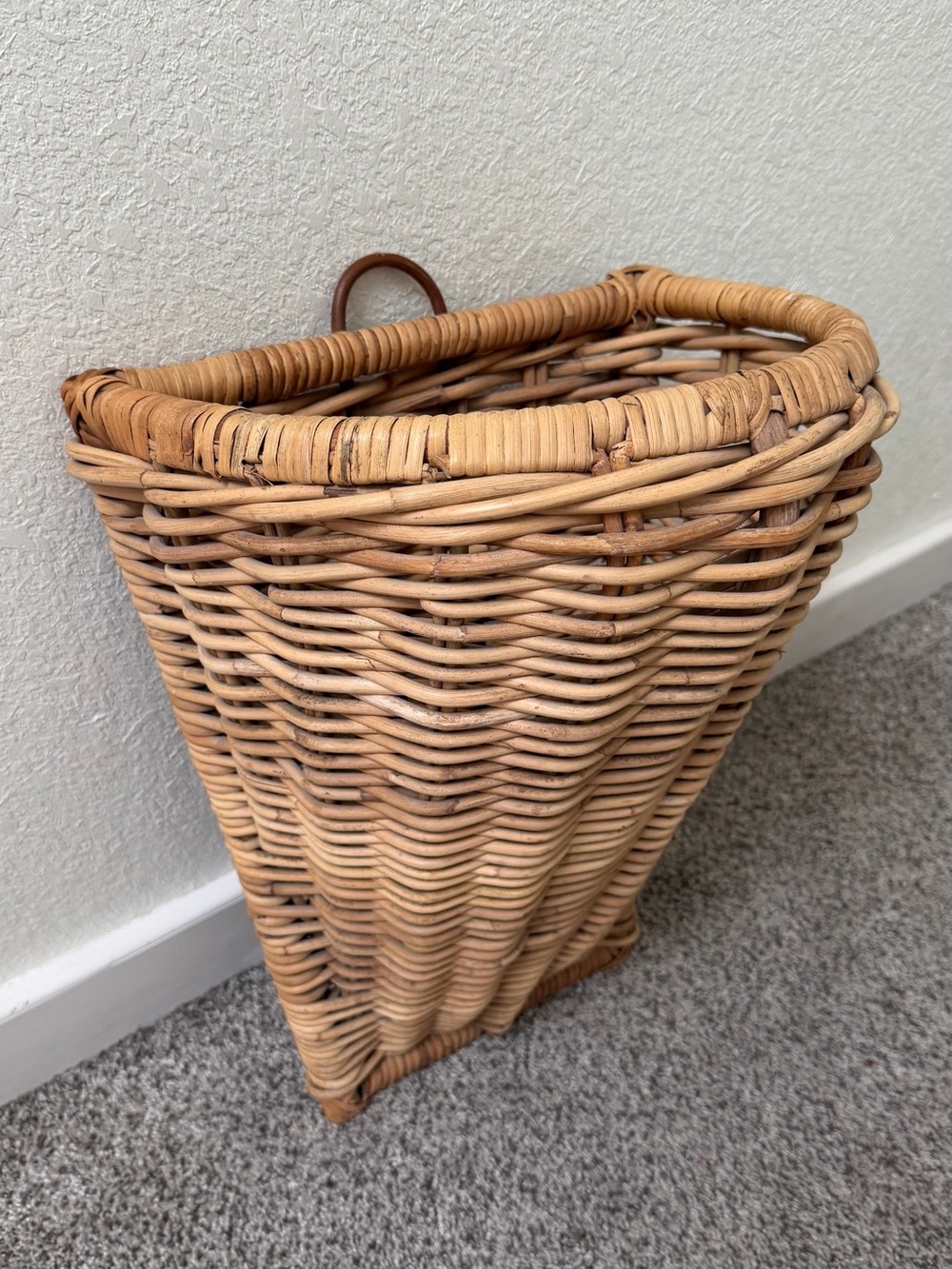 Woven Rattan Wall Basket - Natural Brown